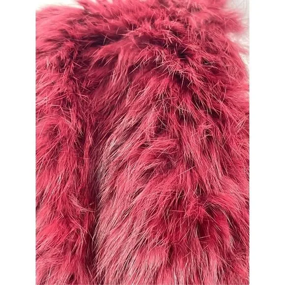 C By Bloomingdales‎ Women's XS Cashmere Rabbit Fur Sweater Vest Dark Pink Maroon - Picture 5 of 11